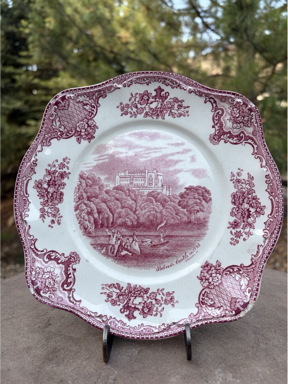 Johnson Brothers Old Britain Castles Pink Crown England Square Salad Plate